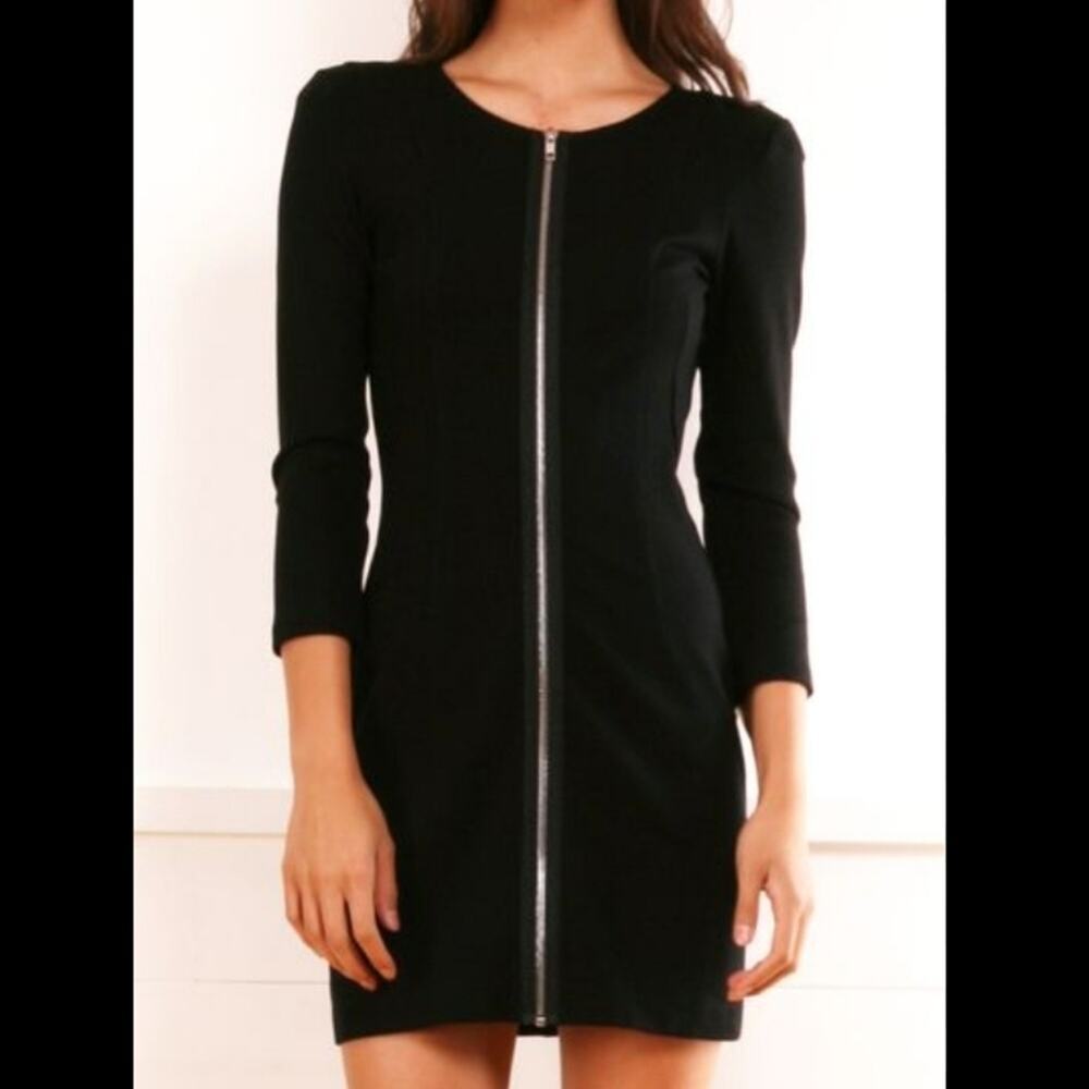 Theory‎ Susan Classical Three-Quarter Sleeve Zip-Front Mini Dress
